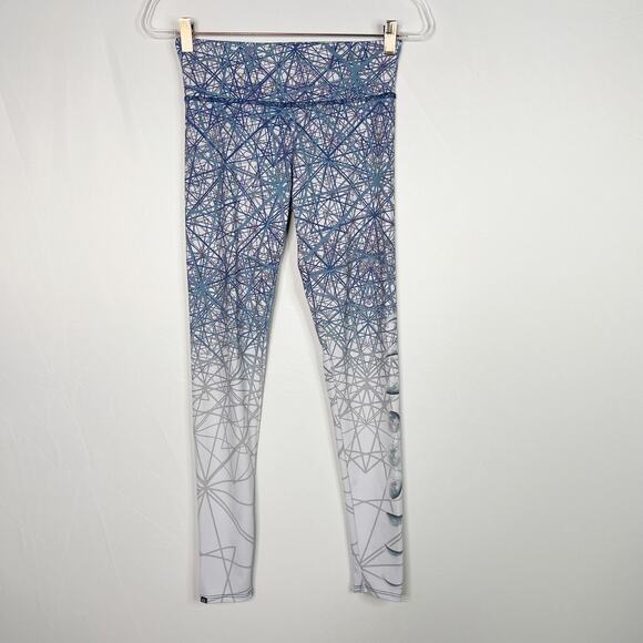 Onzie Geometric Moon Printed Leggings XSmall XS Blue White Purple Workout Active - Picture 1 of 9